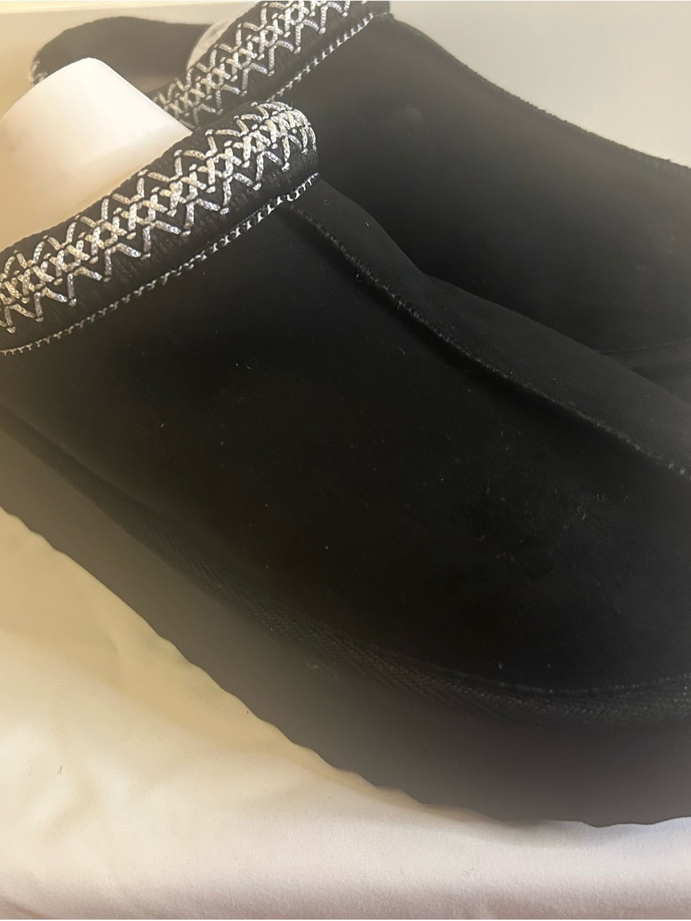 MIA Black Suede Slip-On Loafers with Silver Stitch Trim